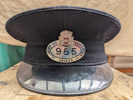Leicester City Tramways driver cap and cap badge