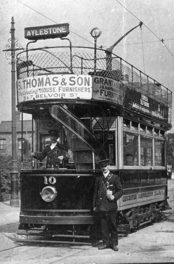 Leicester Corporation Trmaways Tram No 10 and crew Aylestone