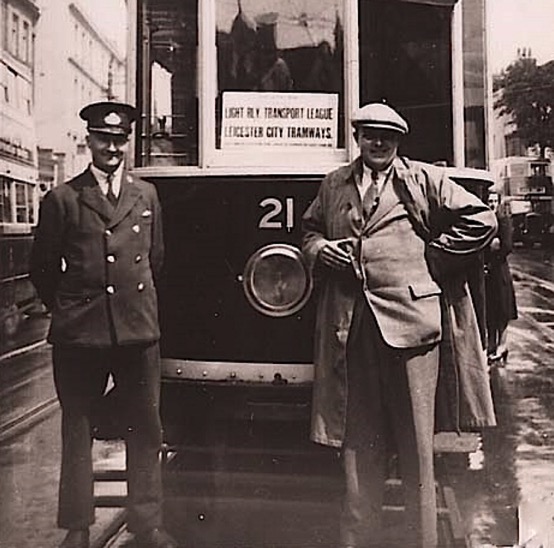 Leicester City Tramways motorman and Tramcar No 51