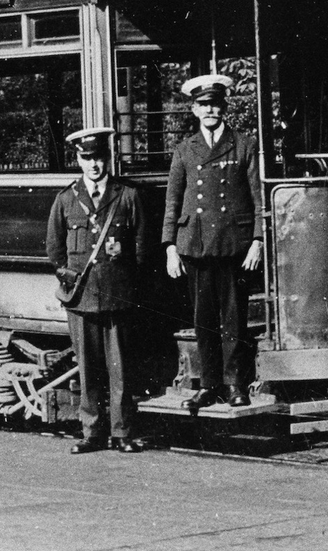 Mansfield and District Light Railway tram conductor B Groves and Motorman Alf Cooke