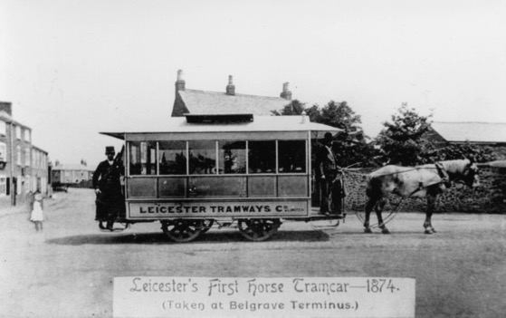 Leicester Tramways Company horse tram 1874