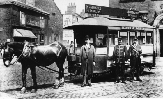 Leeds Tramway Company Horse car No 1 and crew