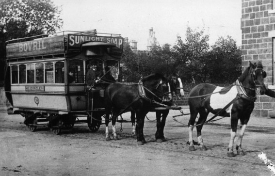Leeds Tramway Company Horse car No 58 and driver