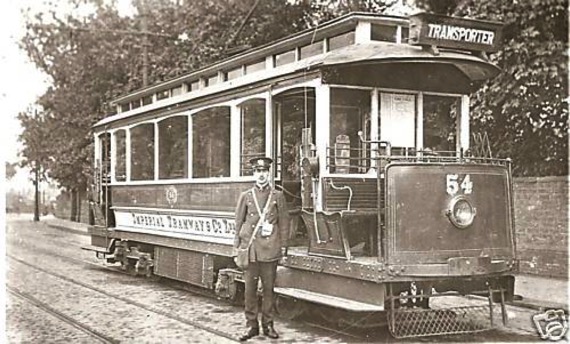Middlesbrough, Stockton and Thornaby Electric Tramways tram No 54 and conductor