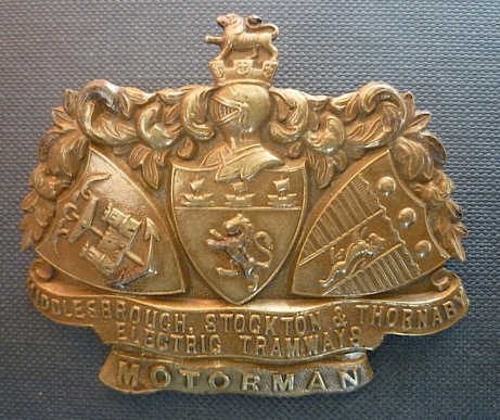 Middlesbrough Stockton and Thornaby Electric Tramways motorman's cap badge