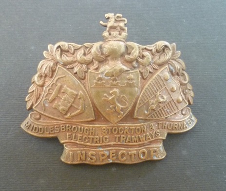 Middlesbrough Stockton and Thornaby Electric Tramways inspector's cap badge