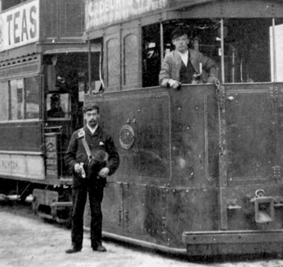 Bury, Rochdale and Oldham Steam tram and crew 1900 Summit