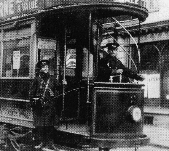 Llanelly and District Tramways Tram No 2 and crew