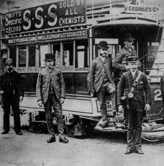 London Tramways Company horse tram and staff