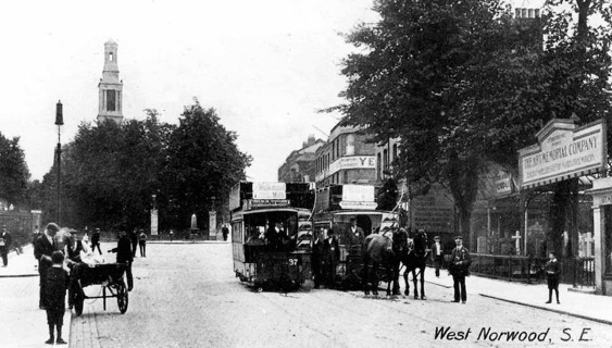 London Southern Tramways horse trams at West Norwood