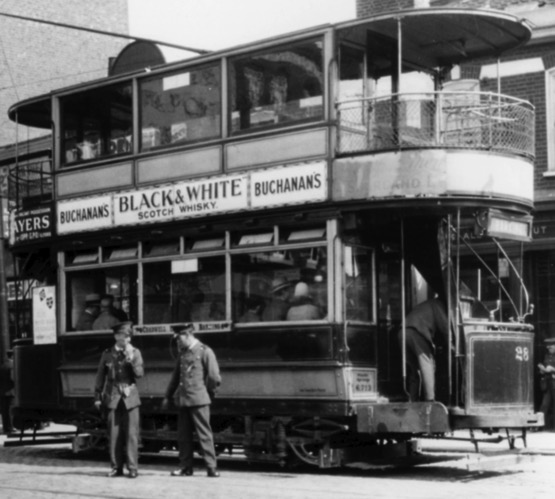 Ilford Council Tramways Tramcar No 28 and crew