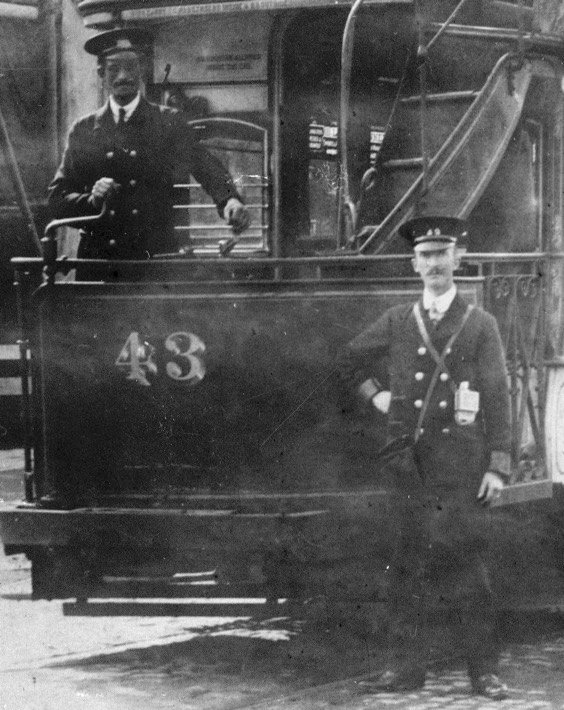 Southampton Corporation Tramways No 43 tram driver motorman and conductor
